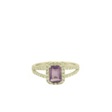 Emerald-Cut Amethyst and Diamond Ring
