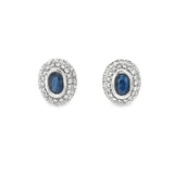 Sapphire and Pavé Diamond Halo Earrings
