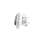 Sapphire and Double Halo Diamond Earrings