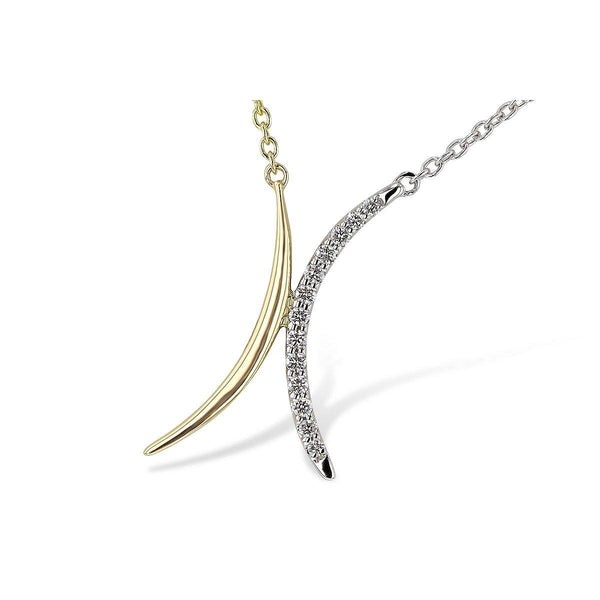Two-Tone Diamond Crescent Necklace