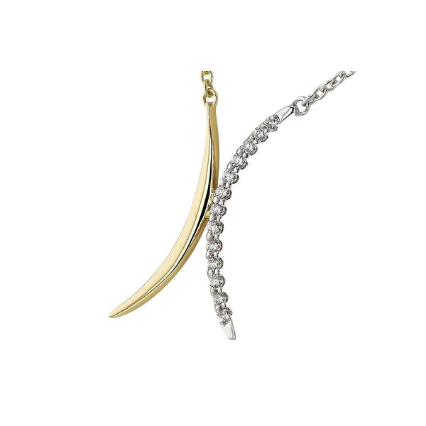 Two-Tone Diamond Crescent Necklace