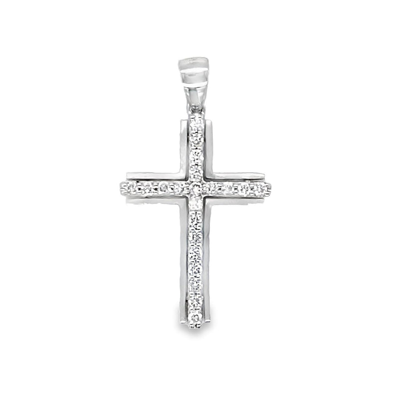 Diamond Cross in Satin White Gold