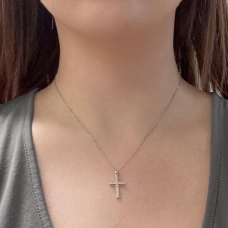 Diamond Cross in Satin White Gold