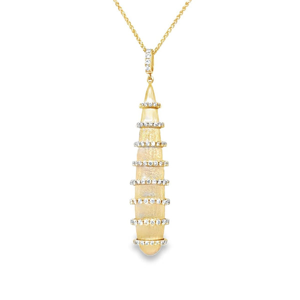 Brushed Gold Pendant Encircled with Diamonds