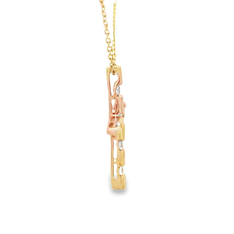 Diamond Cross in Brushed 14kt Yellow Gold