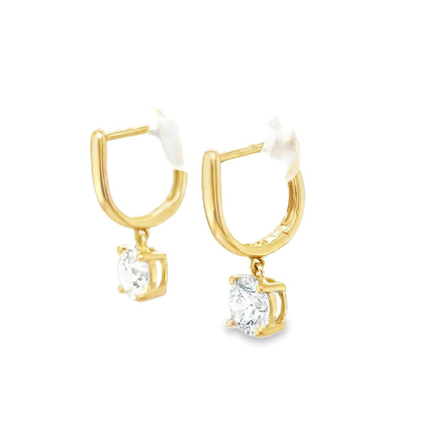 Lab Diamond Hanging Solitaire Hoops