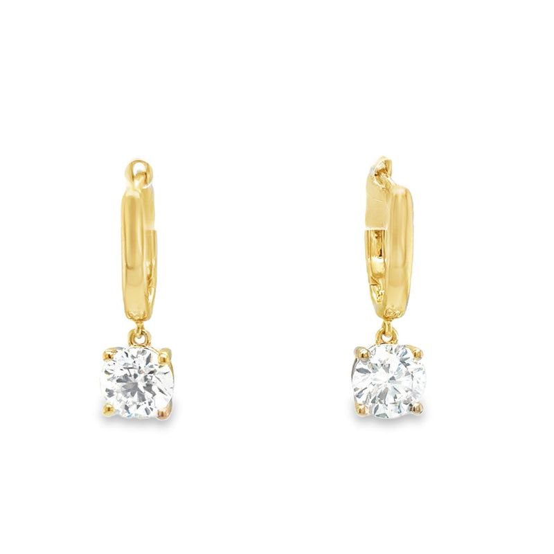 Lab Diamond Hanging Solitaire Hoops