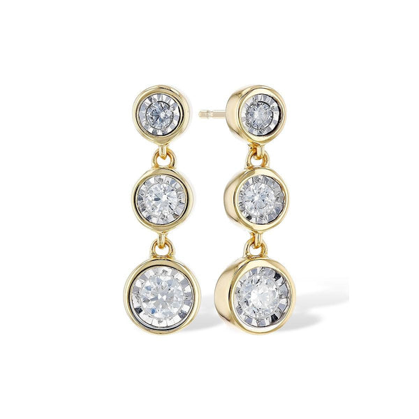 Dangle Illusion Bezel Diamond Earrings