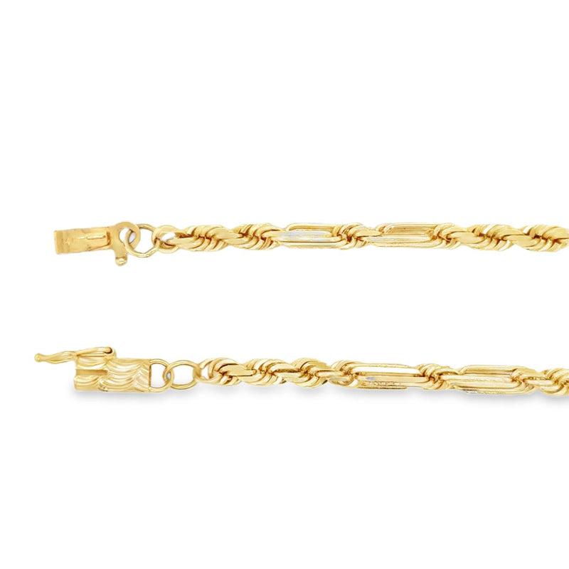 22" 3.5mm Figaro Rope Chain in 14kt Gold