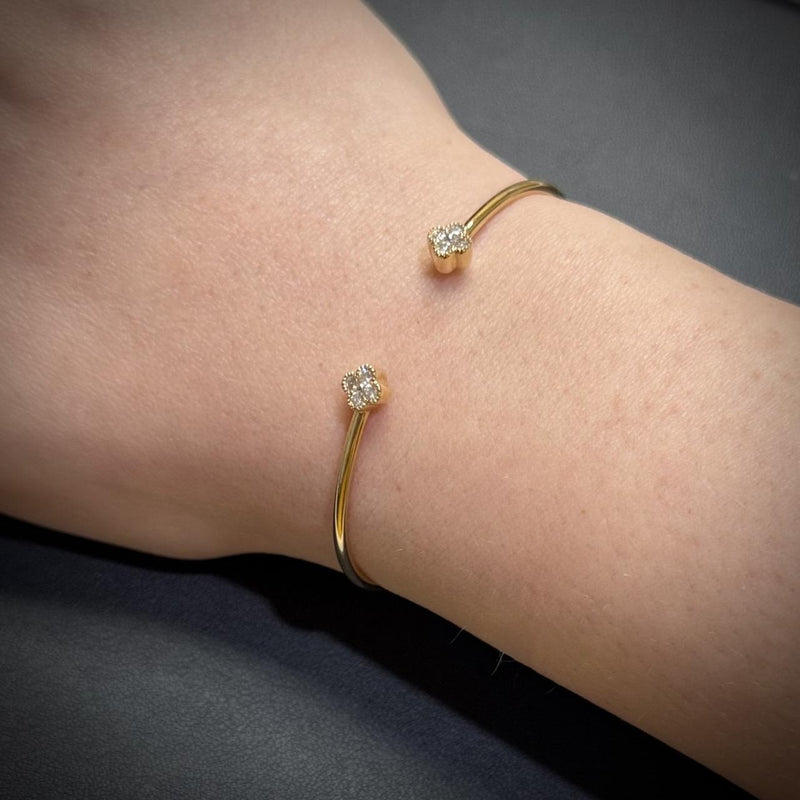Quatrefoil Diamond Flexible Cuff Bracelet