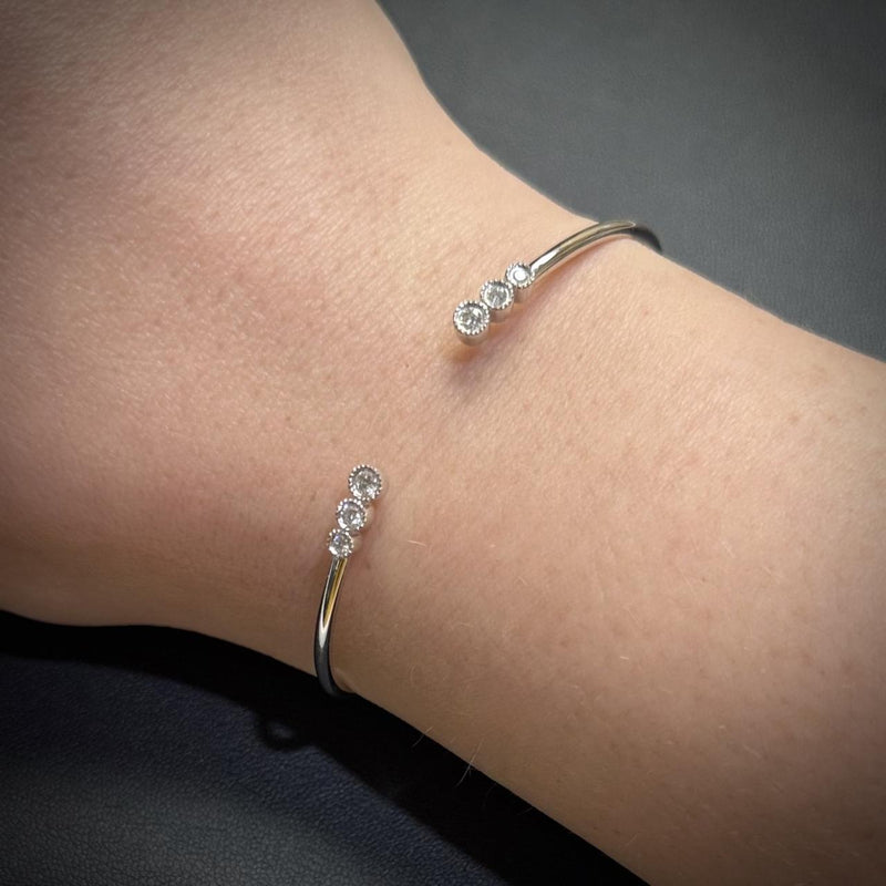 Bezel-Set Diamond Flexible Cuff Bracelet