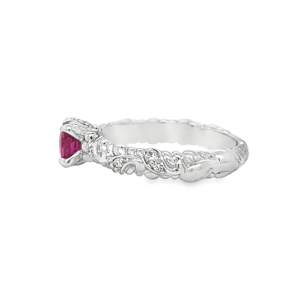 Ruby and Diamond Leaf Ring