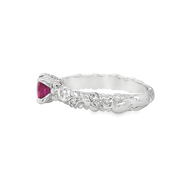 Ruby and Diamond Leaf Ring