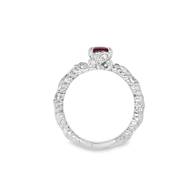 Ruby and Diamond Leaf Ring