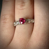 Ruby and Diamond Leaf Ring