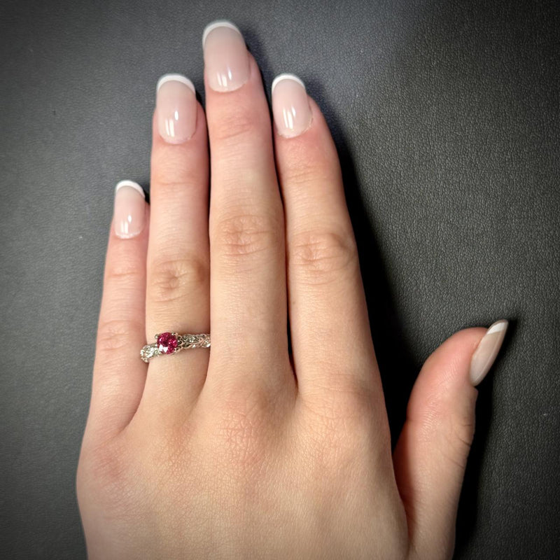 Ruby and Diamond Leaf Ring