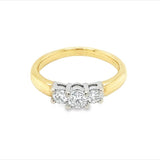 Three Stone Diamond Engagement Ring Yellow Gold