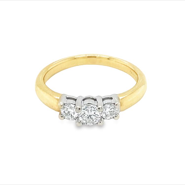 Three Stone Diamond Engagement Ring Yellow Gold
