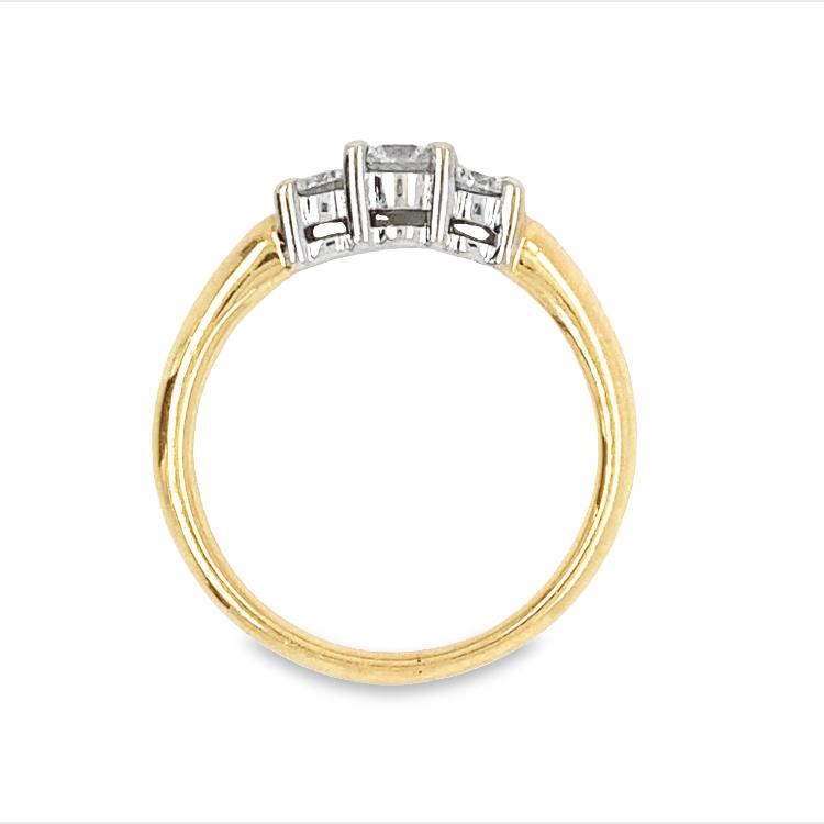 Three Stone Diamond Engagement Ring Yellow Gold