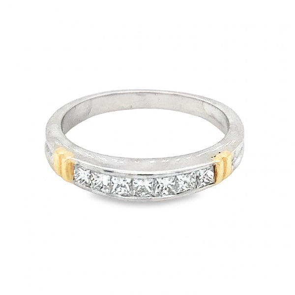Two-Tone Princess Cut Diamond Band