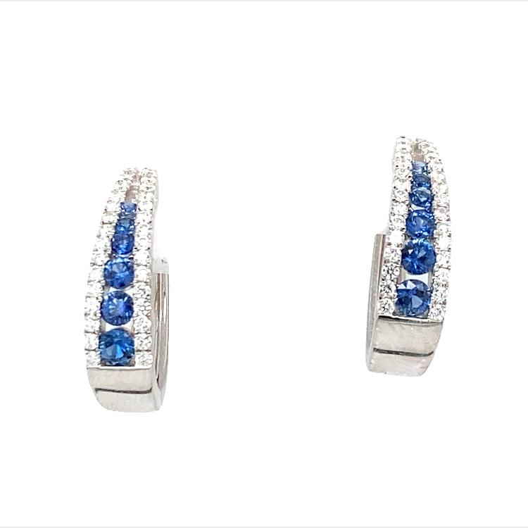 Elegant Sapphire and Diamond Hoop Earrings
