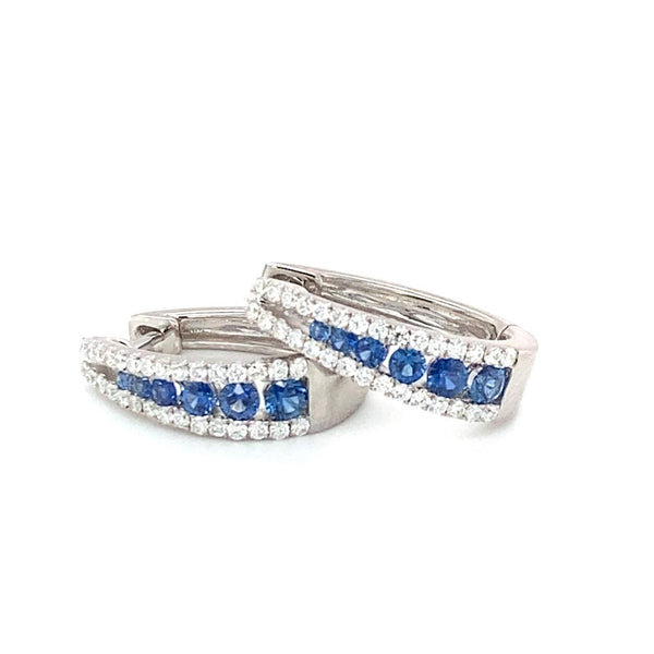 Elegant Sapphire and Diamond Hoop Earrings