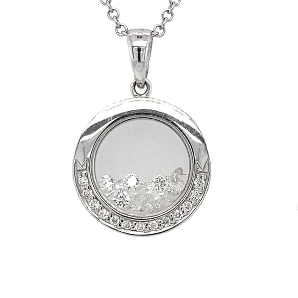 18K White Gold Loose Diamonds Pendant