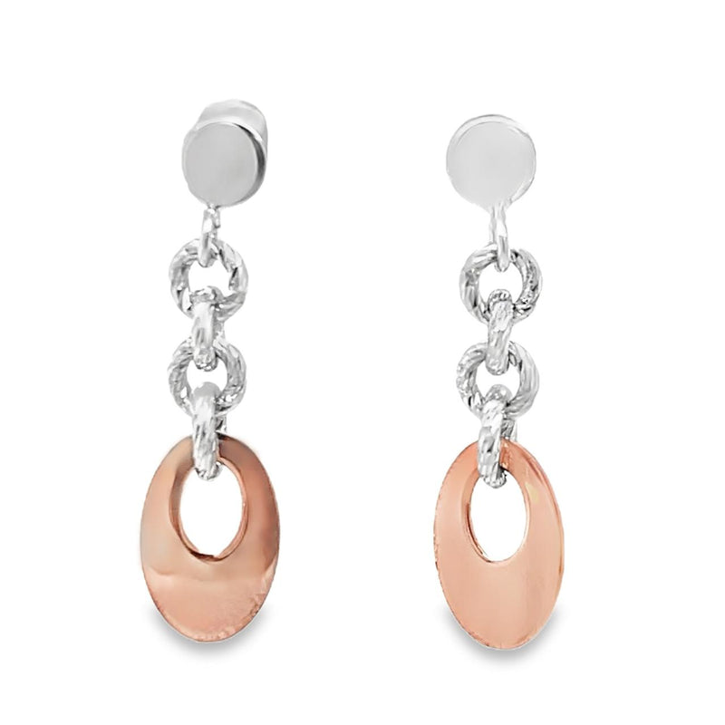 Silver and Rose Dangle Earrings