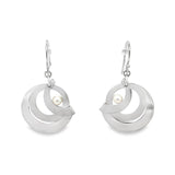 Sterling Pearl Earrings with Satin Finish