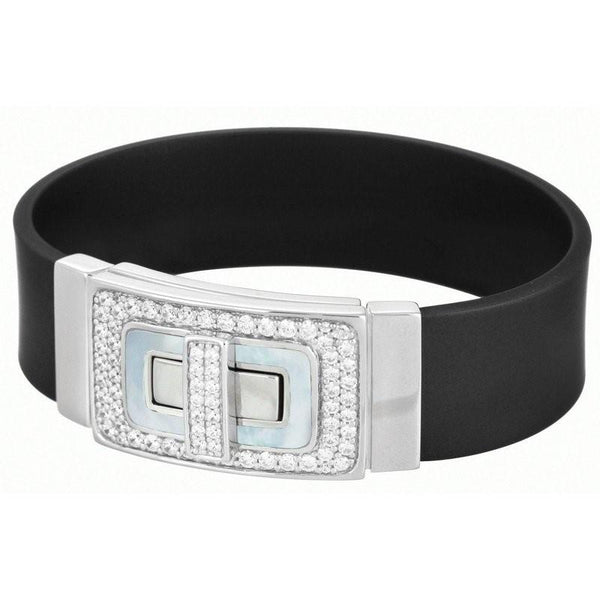 Mother of Pearl, Silver and Rubber Bracelet