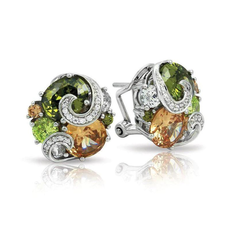 Autumnal Orange and Green Silver Earrings