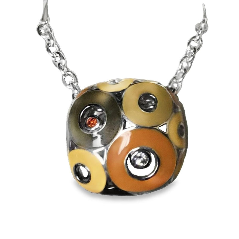 Geometric Orange Enamel Necklace