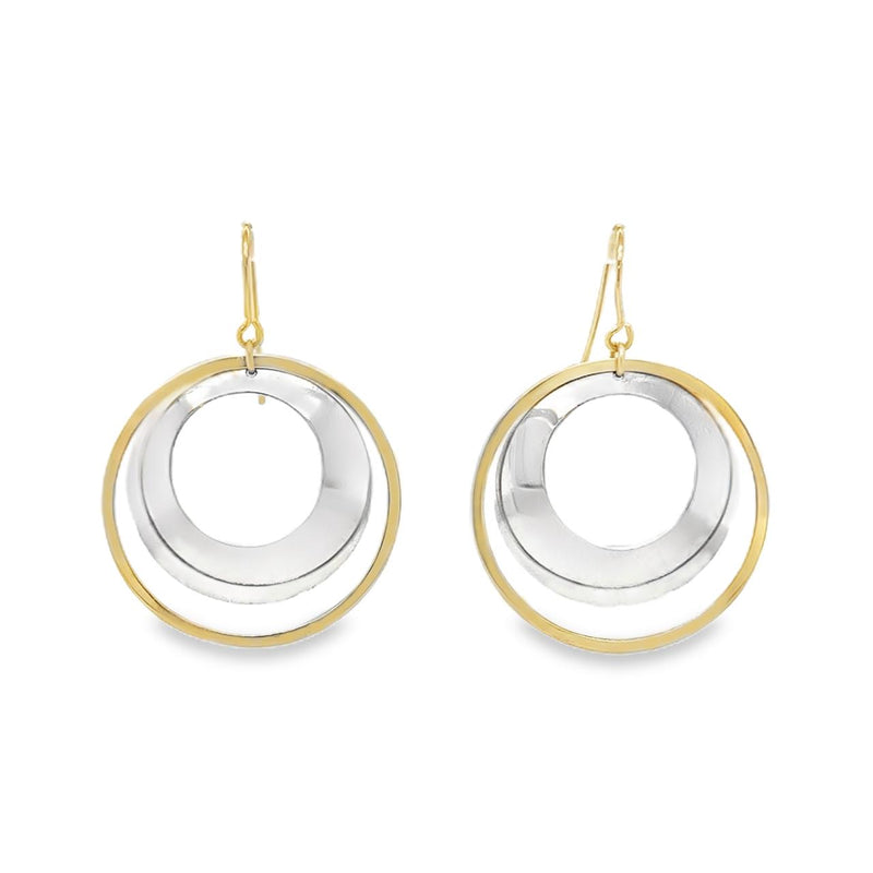 Silver and 14k Gold Circle Earrings