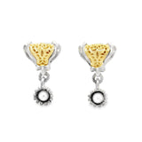 Vintage Triangular Silver and 18k Earrings