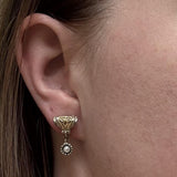 Vintage Triangular Silver and 18k Earrings