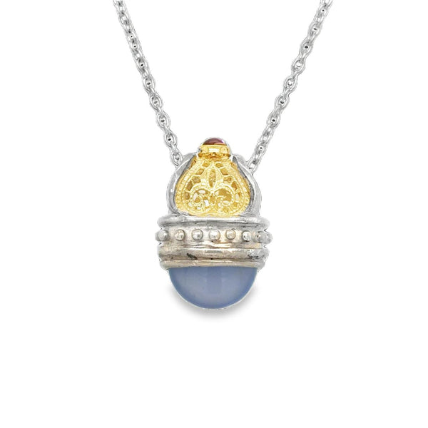 Vintage Triangular Silver and 18k Pendant