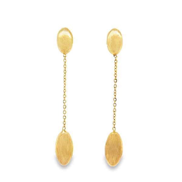 Oval Station Dangle Earrings with Satin Finish