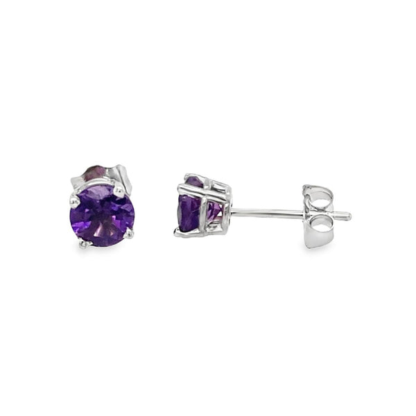 Amethyst Earrings in 14K White Gold