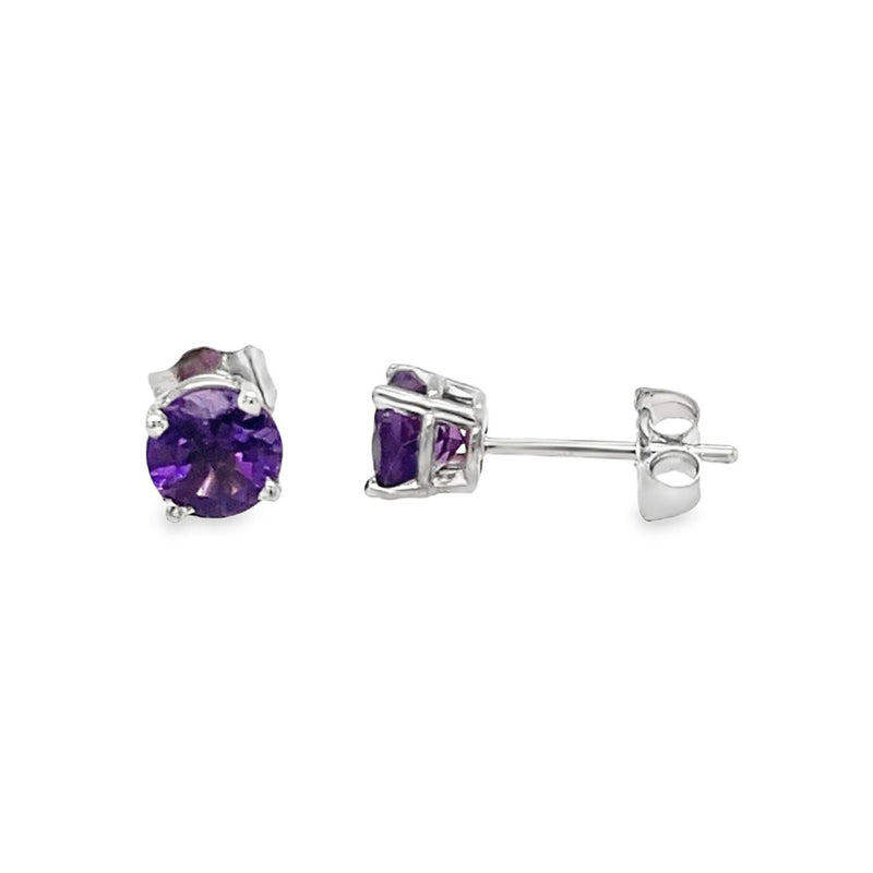 Amethyst Earrings in 14K White Gold