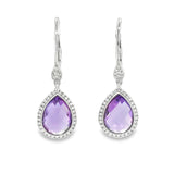 Pear Amethyst and Diamond Dangle Earrings