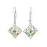 Emerald Two-Tone Filigree Earrings