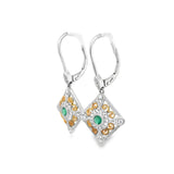 Emerald Two-Tone Filigree Earrings