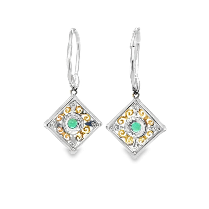 Emerald Two-Tone Filigree Earrings