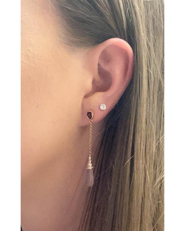 Garnet and Rose Quartz Dangle Earrings