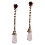 Garnet and Rose Quartz Dangle Earrings
