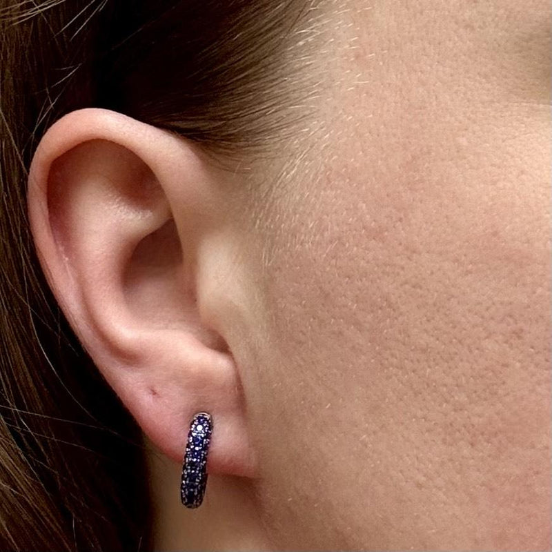 Pavé Sapphire Huggy Hoops