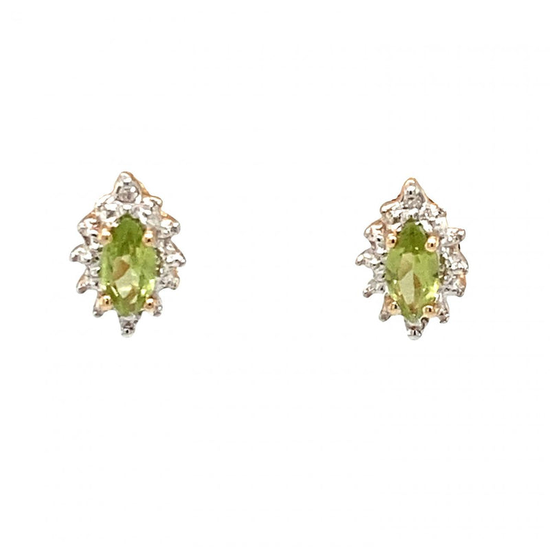 Marquise Peridot and Diamond Earrings