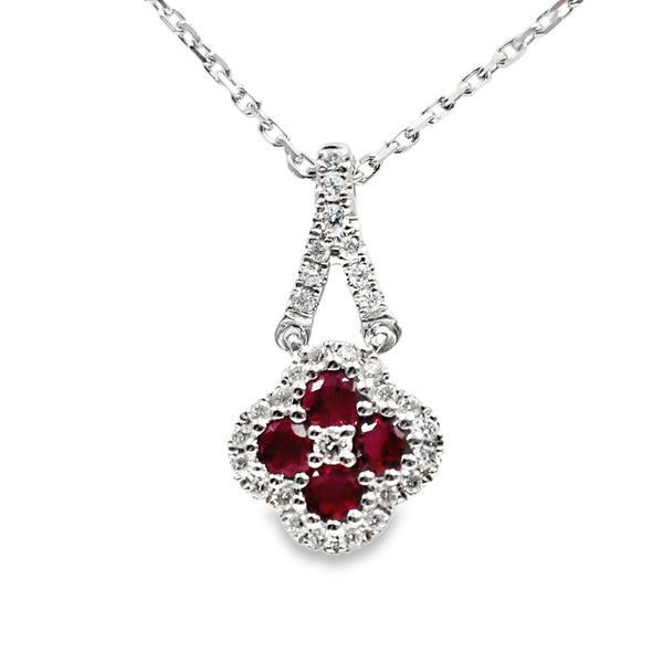 White Gold Gemstone and Diamond Pendant