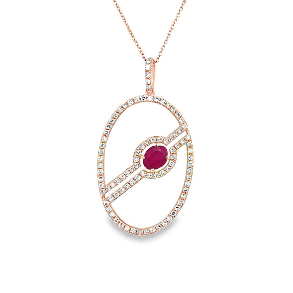 Ruby and Diamond Necklace in Rose Gold