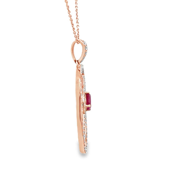 Ruby and Diamond Necklace in Rose Gold